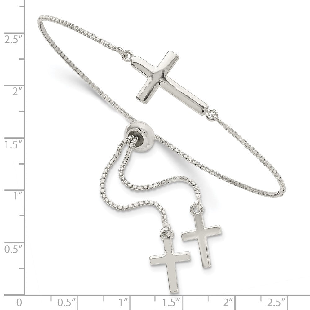 Sterlingsilber Poliert Kreuz Verstellbar Armband
