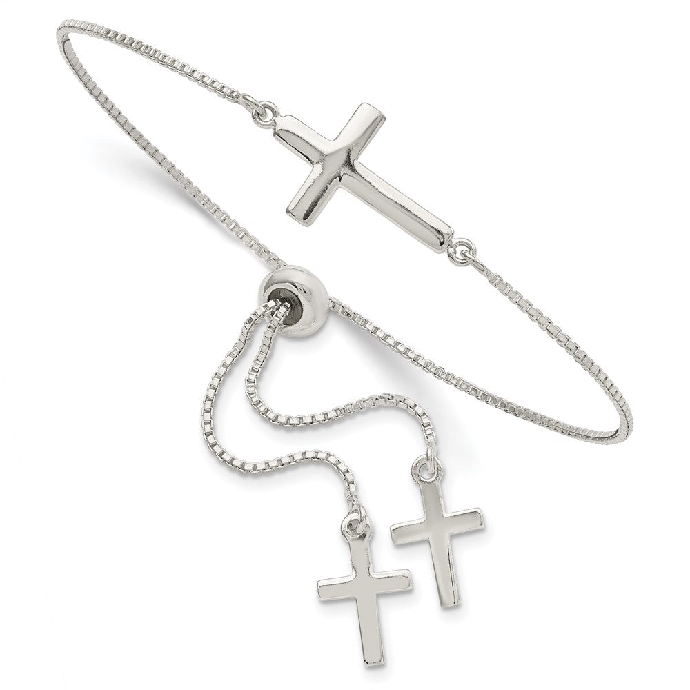 Sterlingsilber Poliert Kreuz Verstellbar Armband