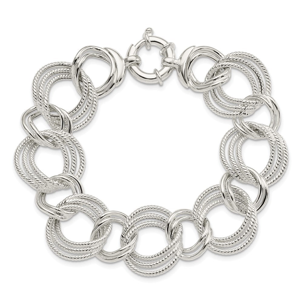 8 Zoll Sterlingsilber Poliert Fantasieglieder Armband