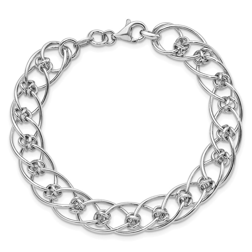 7.5 Zoll Sterlingsilber Rhodiniert Poliert Oval 7.5 Zoll Glieder Armband