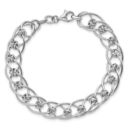 7.5 Zoll Sterlingsilber Rhodiniert Poliert Oval 7.5 Zoll Glieder Armband