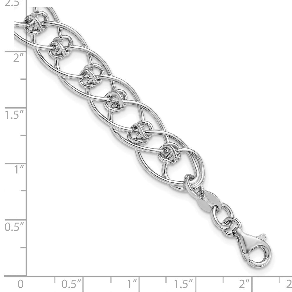 7.5 Zoll Sterlingsilber Rhodiniert Poliert Oval 7.5 Zoll Glieder Armband