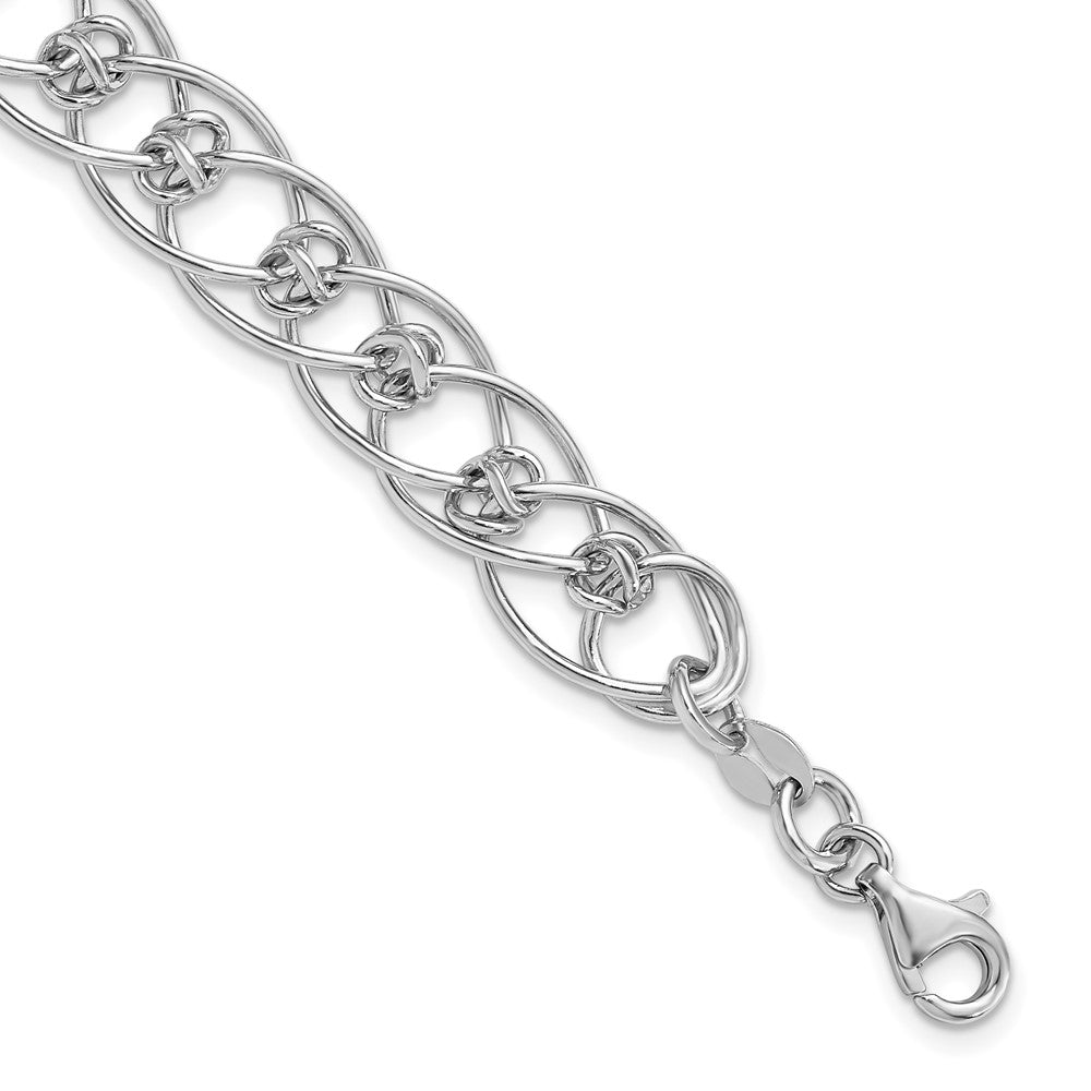 7.5 Zoll Sterlingsilber Rhodiniert Poliert Oval 7.5 Zoll Glieder Armband