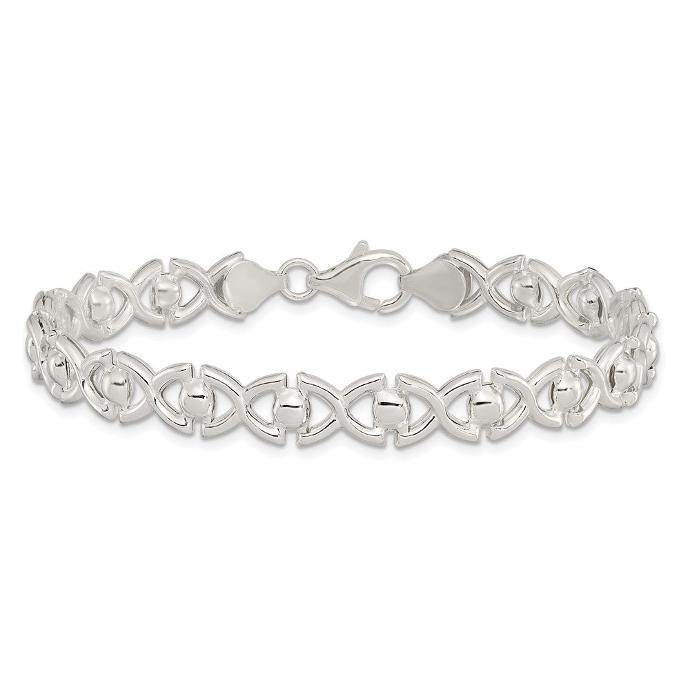 7.5 Zoll Sterlingsilber Poliert Fantasieglieder Armband