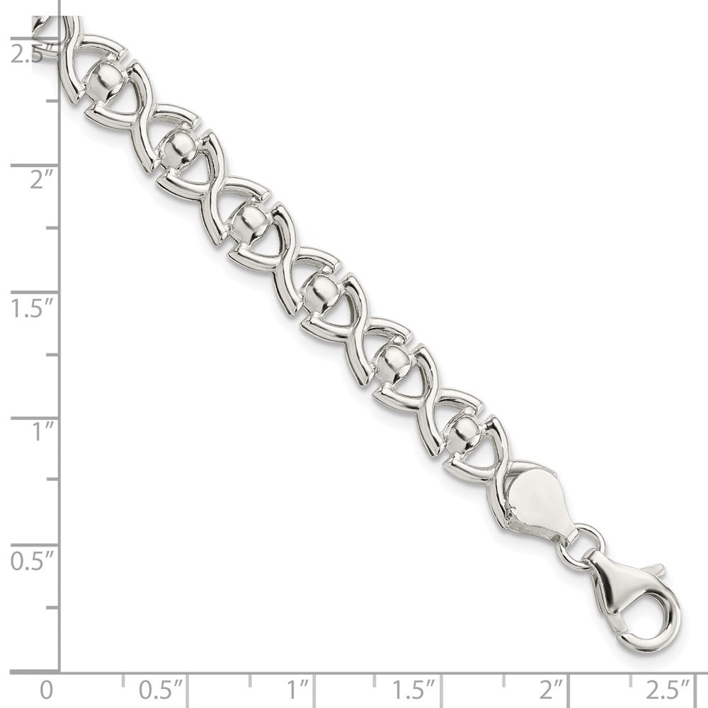 7.5 Zoll Sterlingsilber Poliert Fantasieglieder Armband