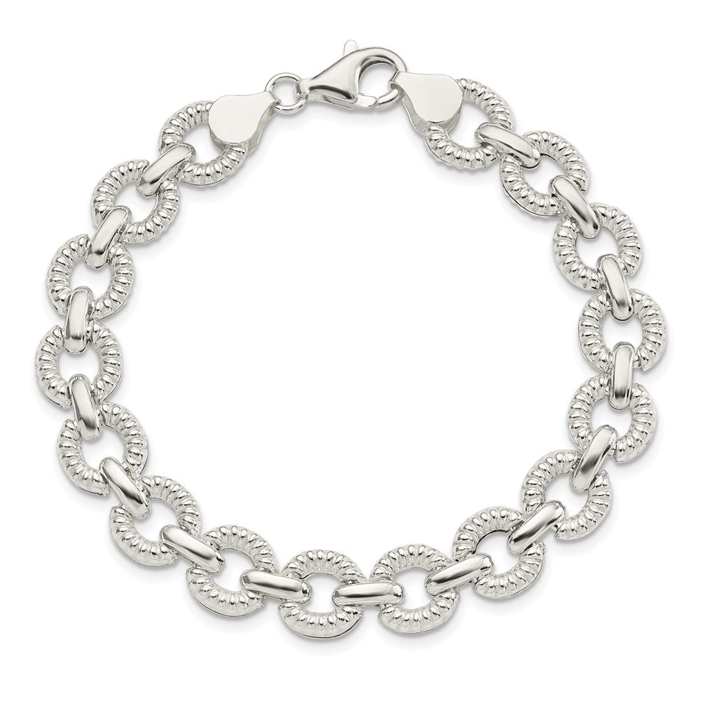 7.5 Zoll Sterlingsilber Poliert Fantasieglieder Armband