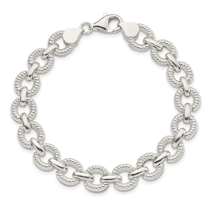 7.5 Zoll Sterlingsilber Poliert Fantasieglieder Armband