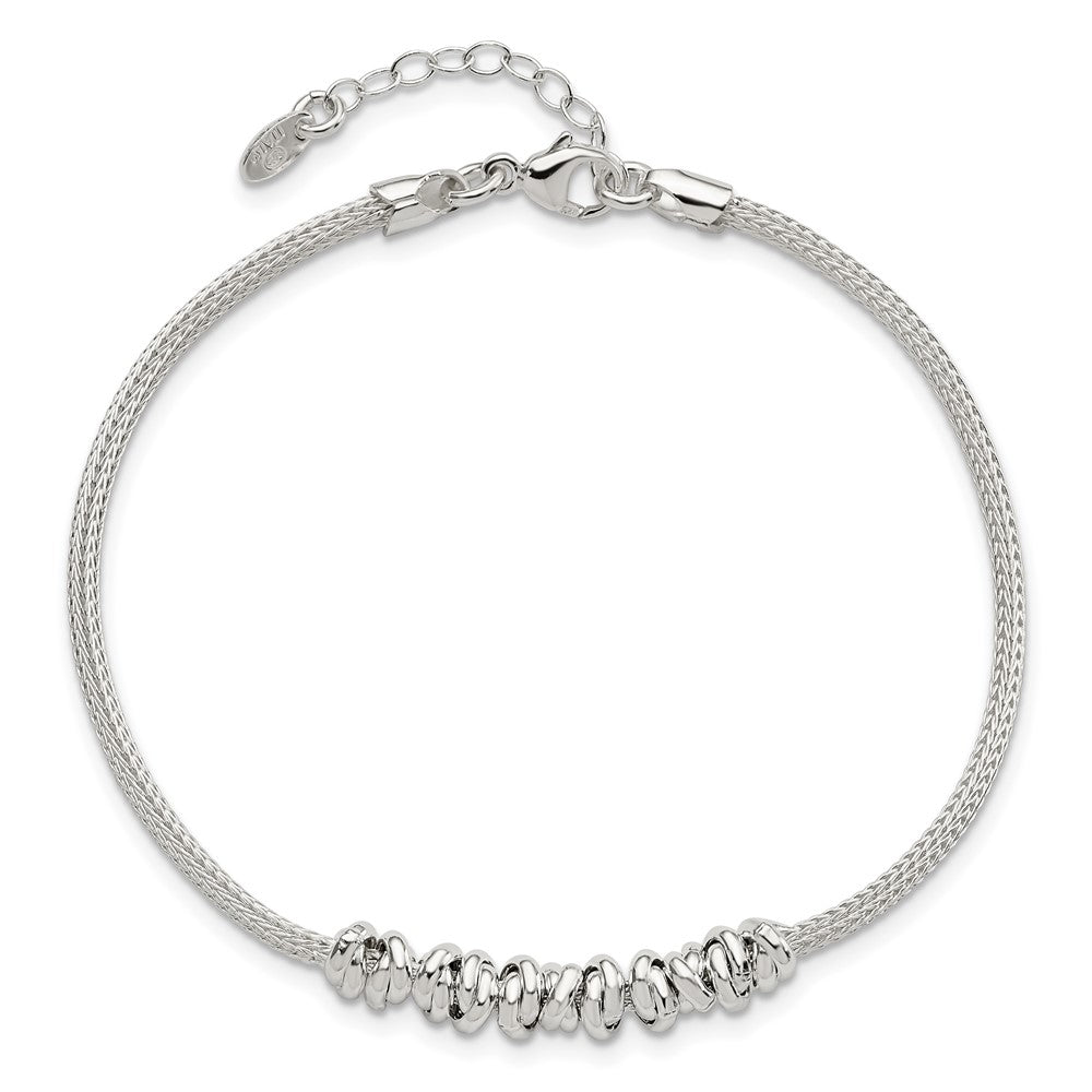8 Zoll Sterlingsilber Poliert Gekugelt mit 1 Zoll Verlängerung Armband