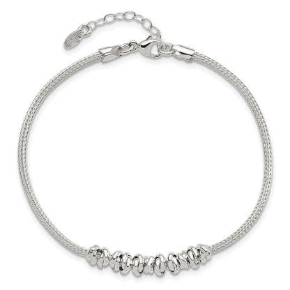 8 Zoll Sterlingsilber Poliert Gekugelt mit 1 Zoll Verlängerung Armband