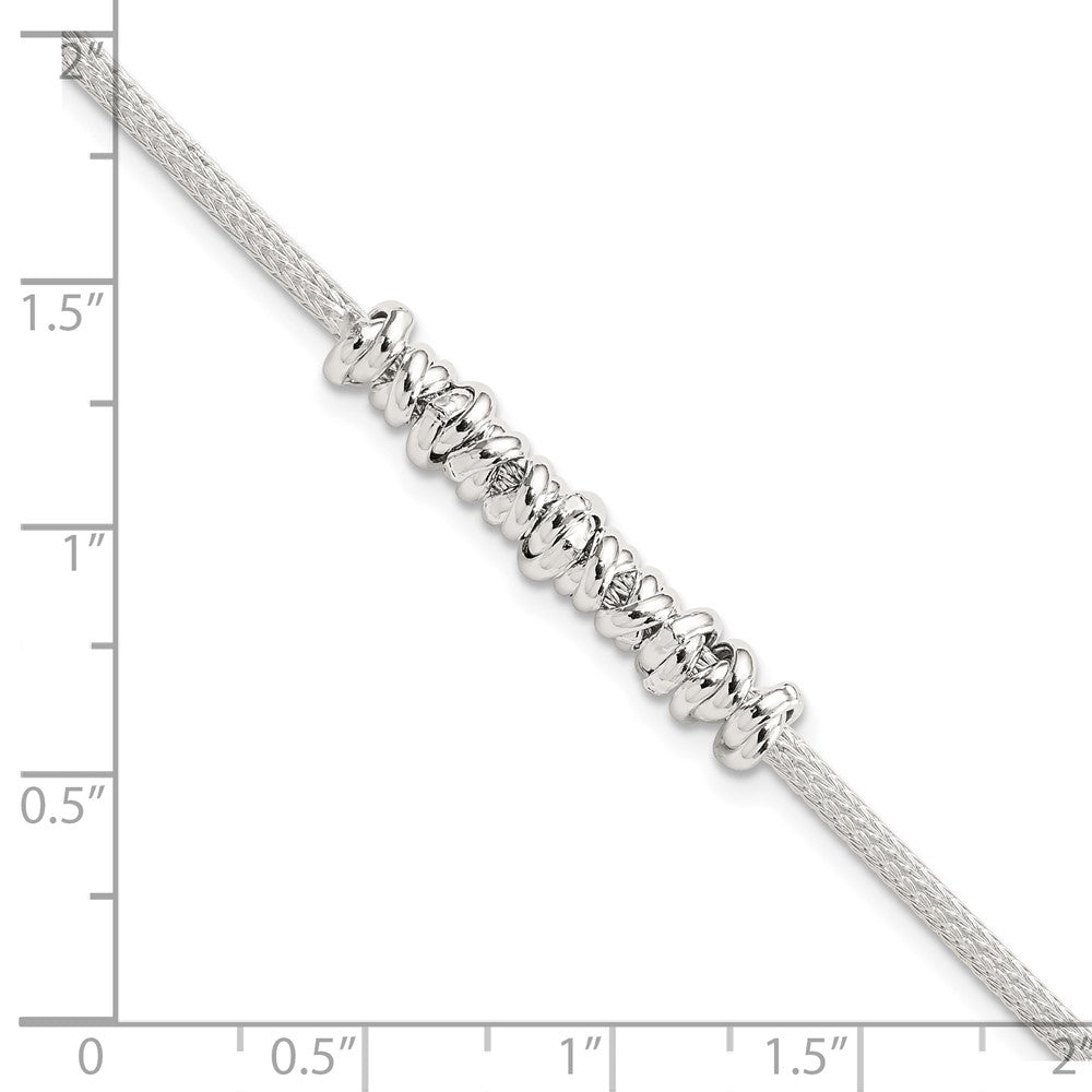8 Zoll Sterlingsilber Poliert Gekugelt mit 1 Zoll Verlängerung Armband