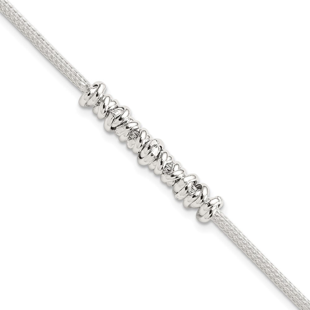 8 Zoll Sterlingsilber Poliert Gekugelt mit 1 Zoll Verlängerung Armband