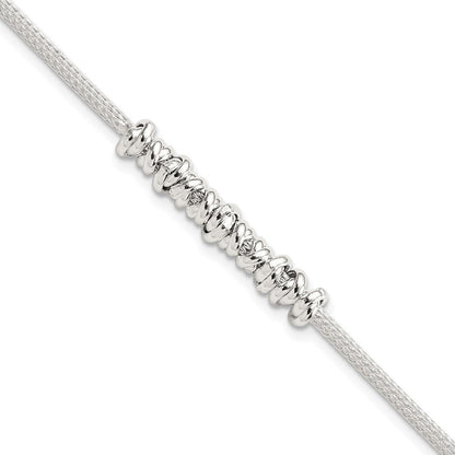 8 Zoll Sterlingsilber Poliert Gekugelt mit 1 Zoll Verlängerung Armband