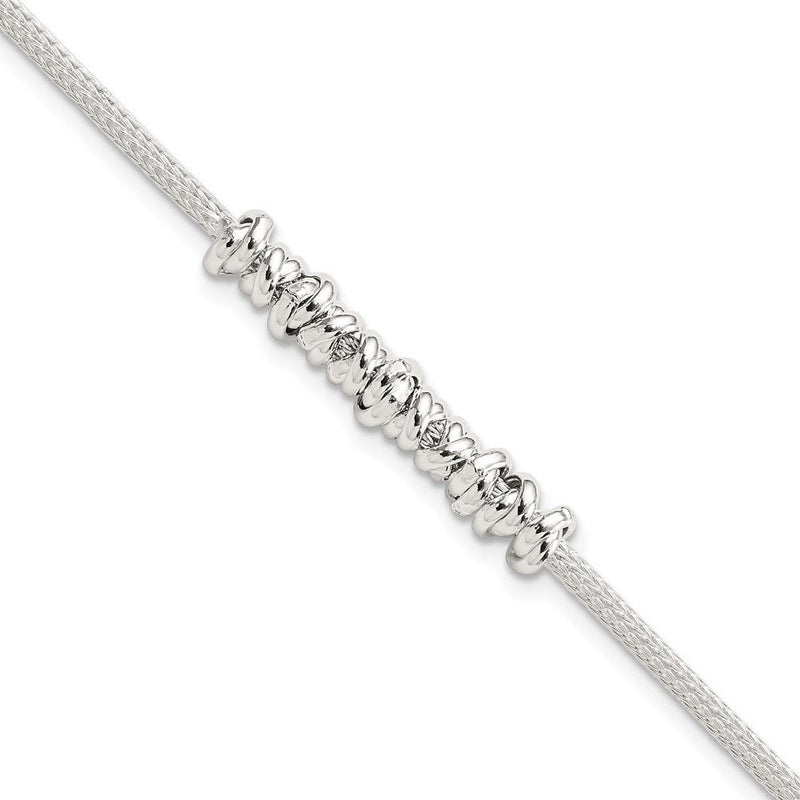 8 Zoll Sterlingsilber Poliert Gekugelt mit 1 Zoll Verlängerung Armband