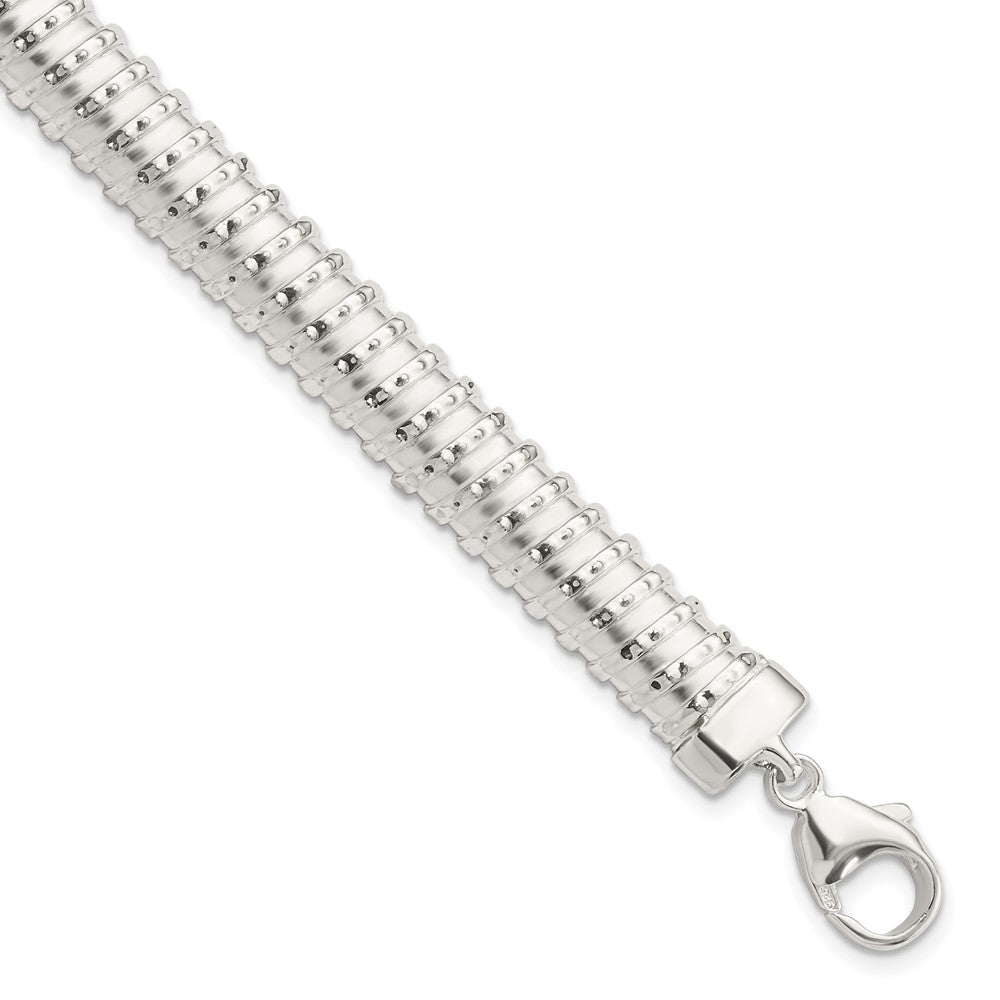 7.5 Zoll Sterlingsilber Poliert Strukturiert Armband
