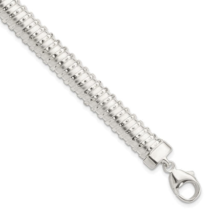 7.5 Zoll Sterlingsilber Poliert Strukturiert Armband