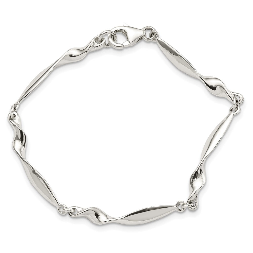 6.5 Zoll Sterlingsilber Poliert Gedreht Stab 6.5 Zoll Armband