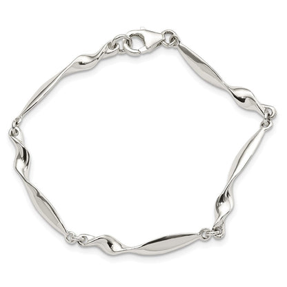 6.5 Zoll Sterlingsilber Poliert Gedreht Stab 6.5 Zoll Armband