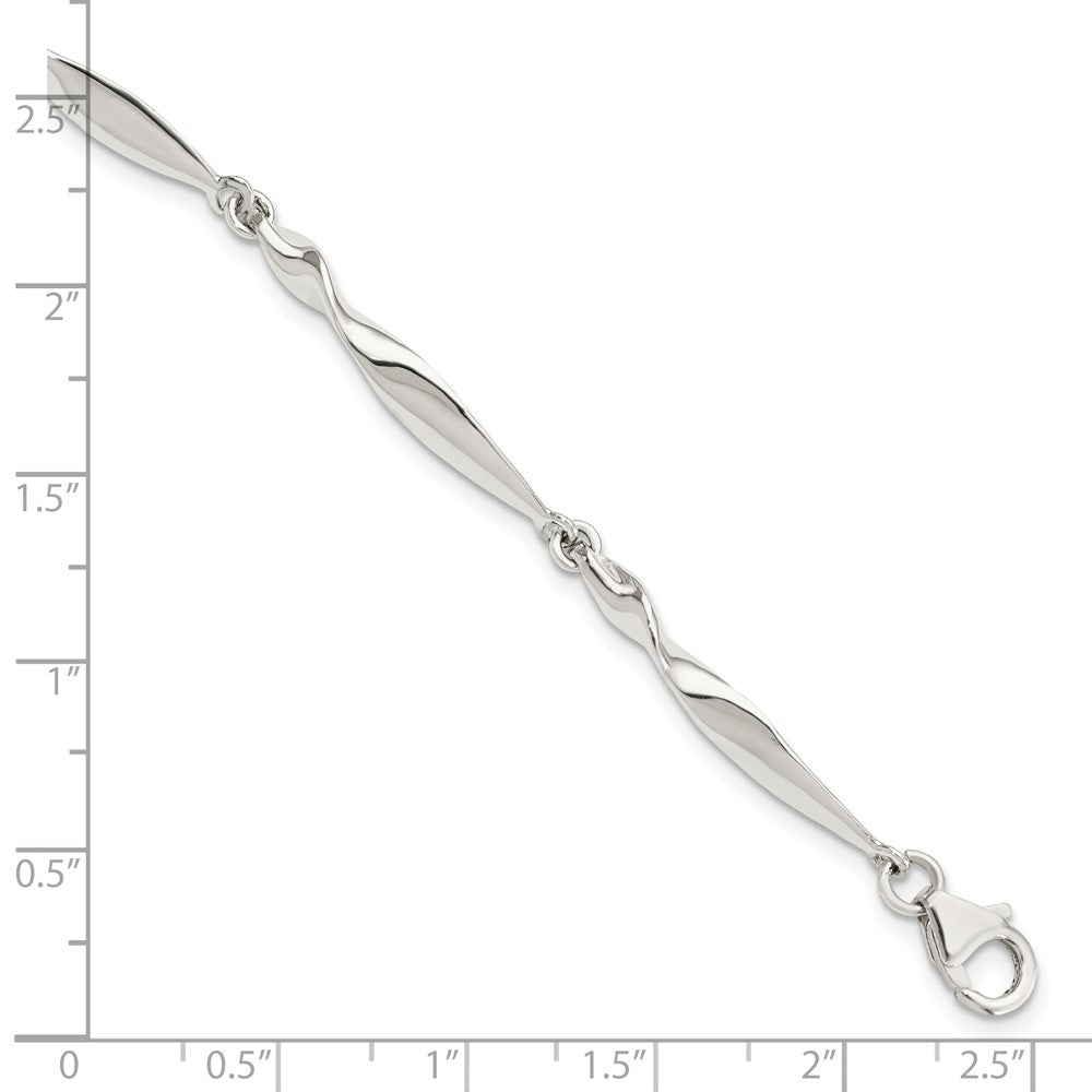 6.5 Zoll Sterlingsilber Poliert Gedreht Stab 6.5 Zoll Armband