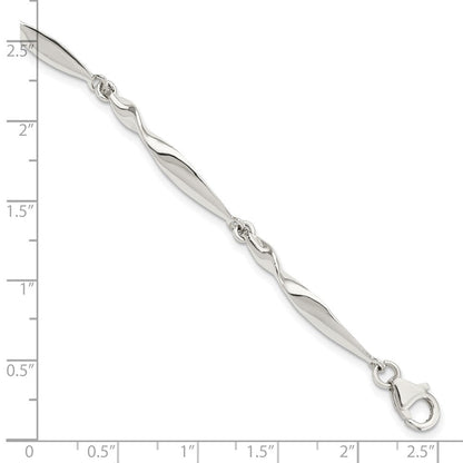 6.5 Zoll Sterlingsilber Poliert Gedreht Stab 6.5 Zoll Armband