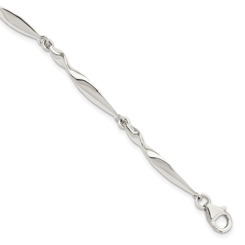 6.5 Zoll Sterlingsilber Poliert Gedreht Stab 6.5 Zoll Armband