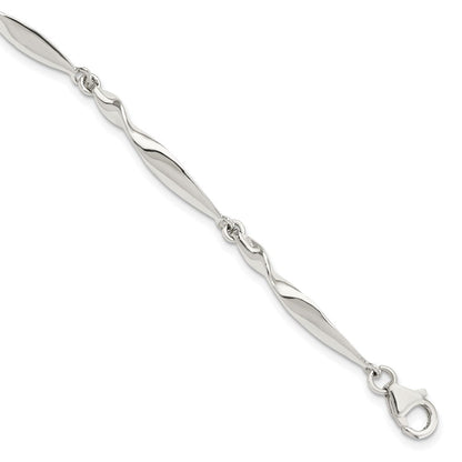 6.5 Zoll Sterlingsilber Poliert Gedreht Stab 6.5 Zoll Armband