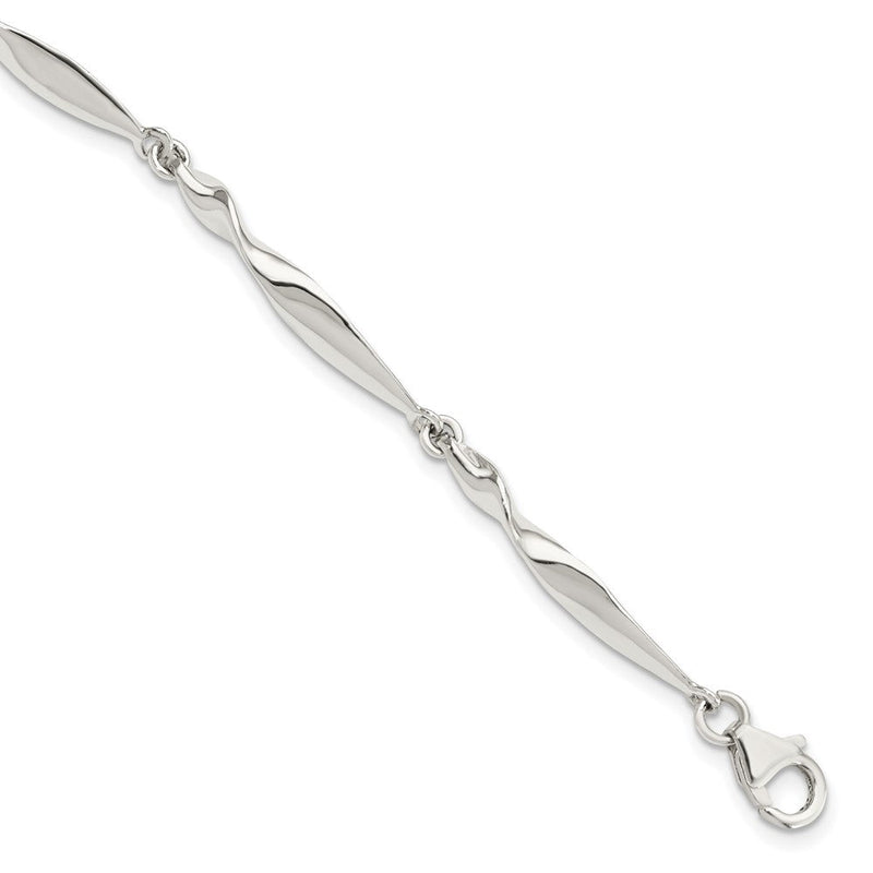 6.5 Zoll Sterlingsilber Poliert Gedreht Stab 6.5 Zoll Armband