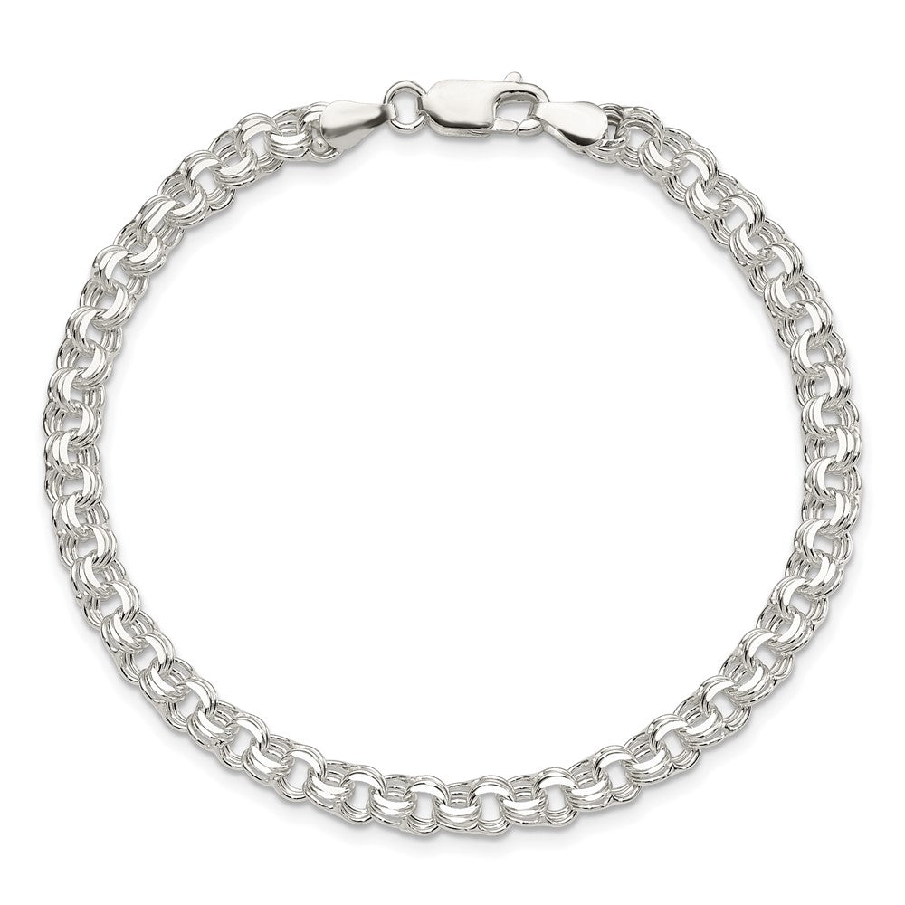8 Zoll Sterlingsilber Poliert 5mm Dreifach Glieder Charm Armband