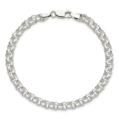 8 Zoll Sterlingsilber Poliert 5mm Dreifach Glieder Charm Armband