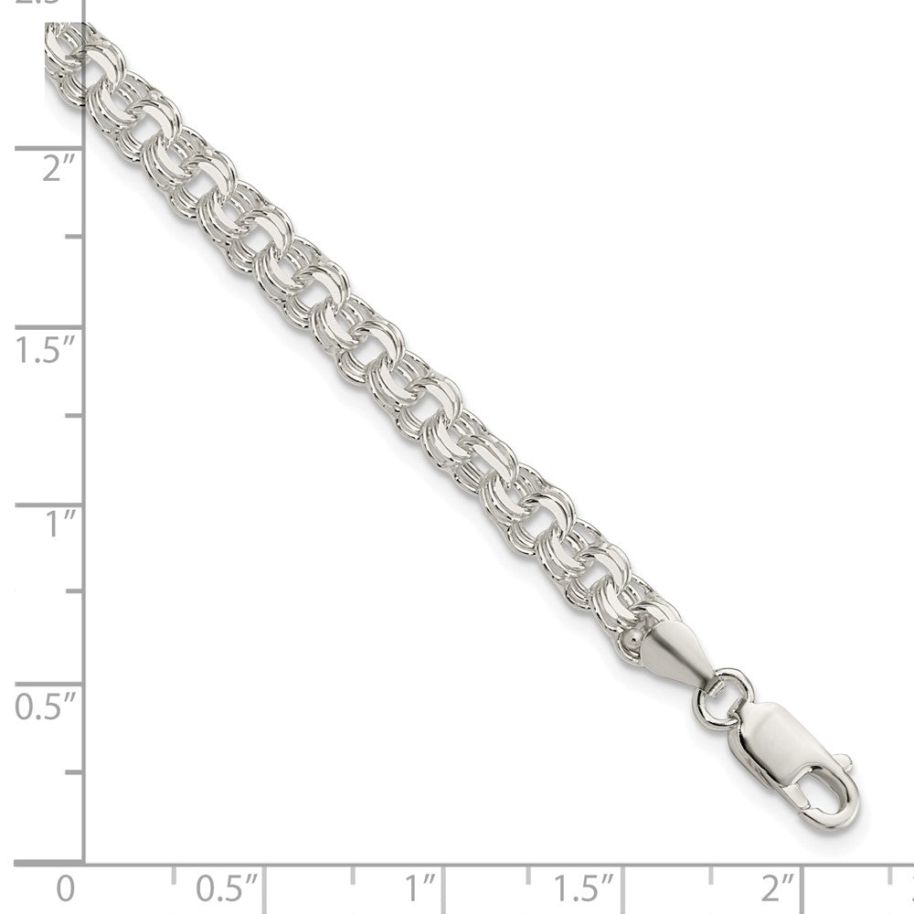 8 Zoll Sterlingsilber Poliert 5mm Dreifach Glieder Charm Armband