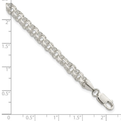 8 Zoll Sterlingsilber Poliert 5mm Dreifach Glieder Charm Armband