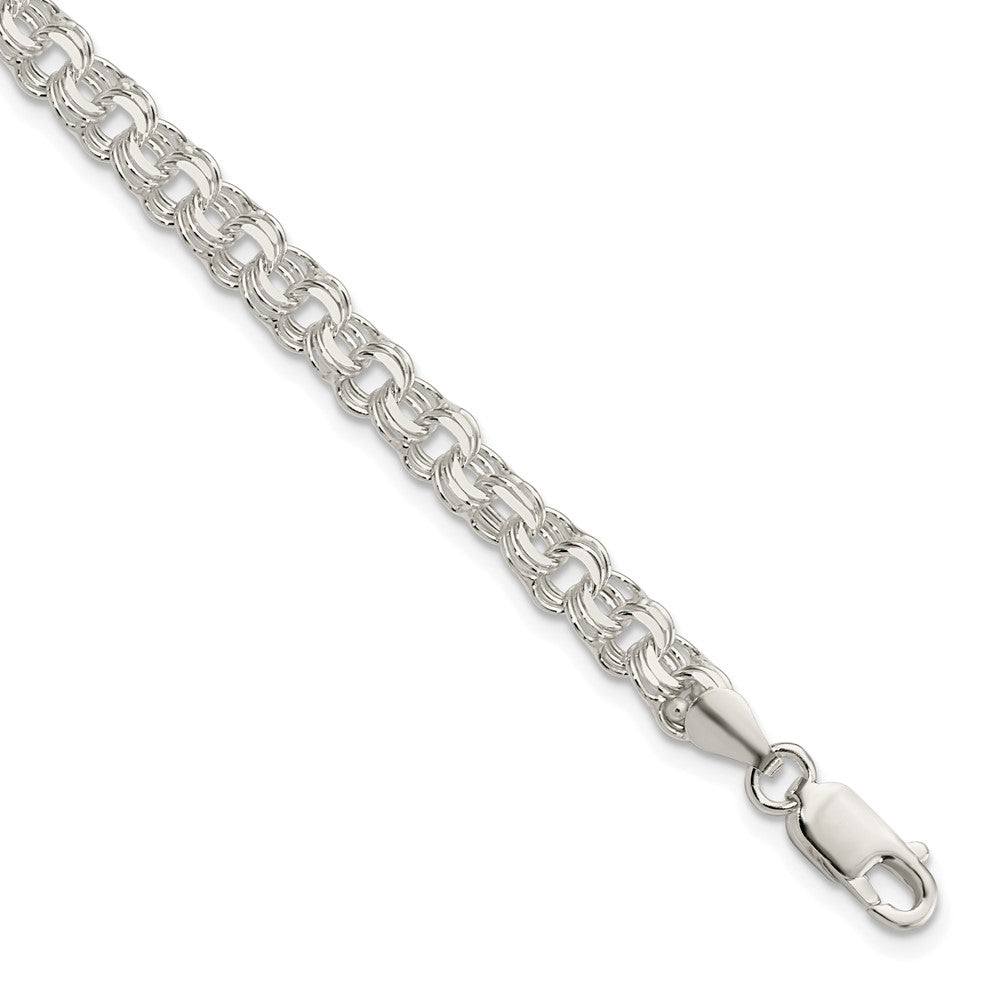 8 Zoll Sterlingsilber Poliert 5mm Dreifach Glieder Charm Armband