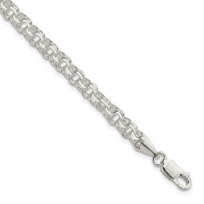 8 Zoll Sterlingsilber Poliert 5mm Dreifach Glieder Charm Armband