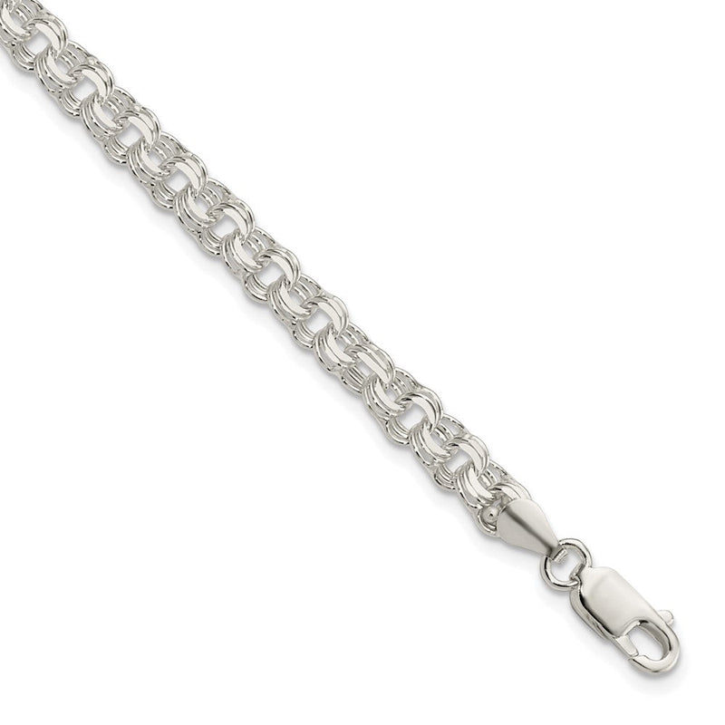 8 Zoll Sterlingsilber Poliert 5mm Dreifach Glieder Charm Armband