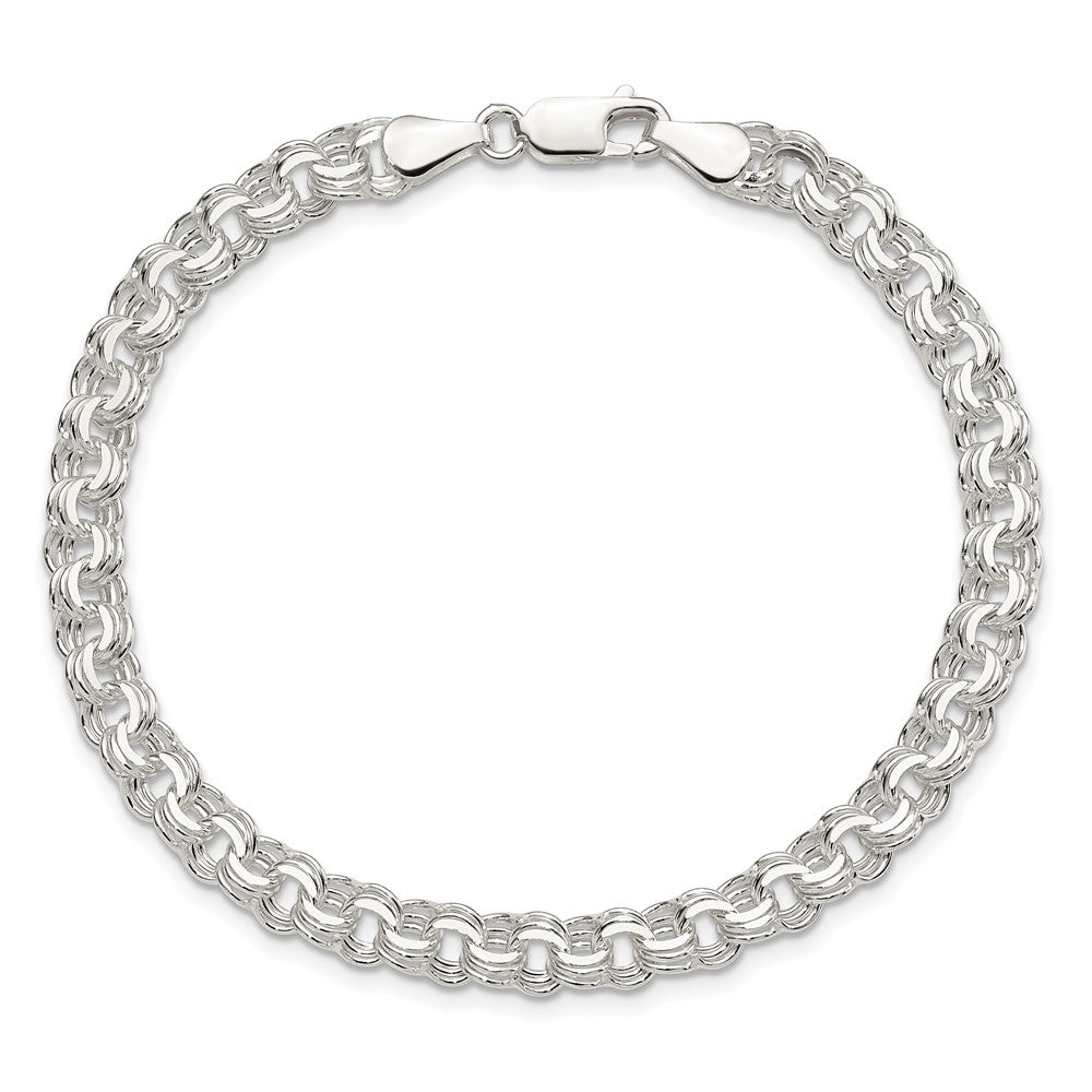 8 Zoll Sterlingsilber Poliert 6mm Dreifach Glieder Charm Armband
