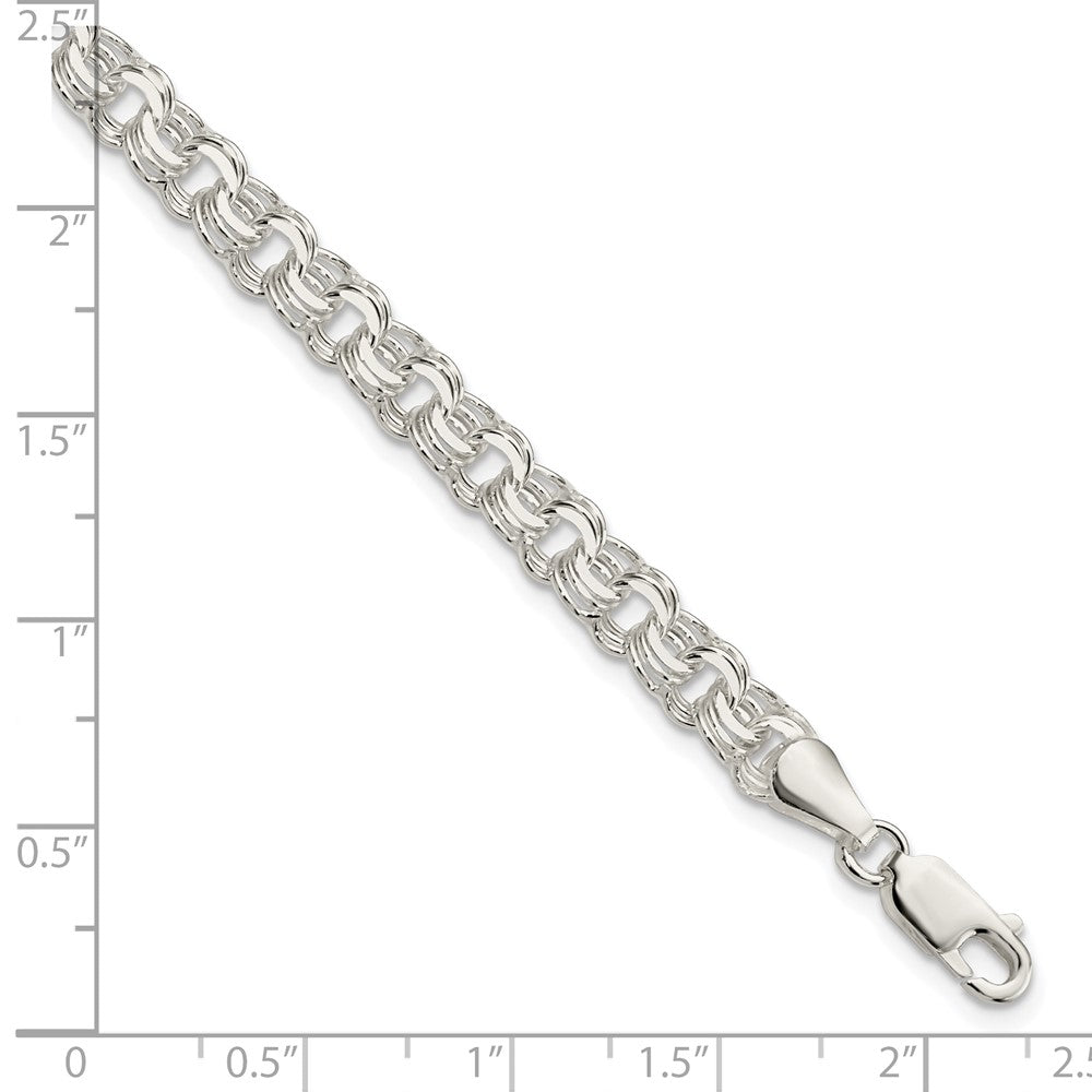 8 Zoll Sterlingsilber Poliert 6mm Dreifach Glieder Charm Armband