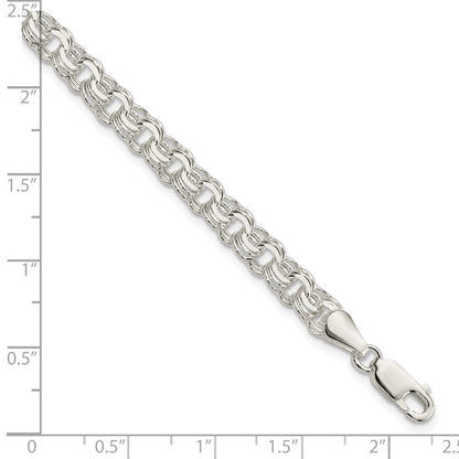 8 Zoll Sterlingsilber Poliert 6mm Dreifach Glieder Charm Armband