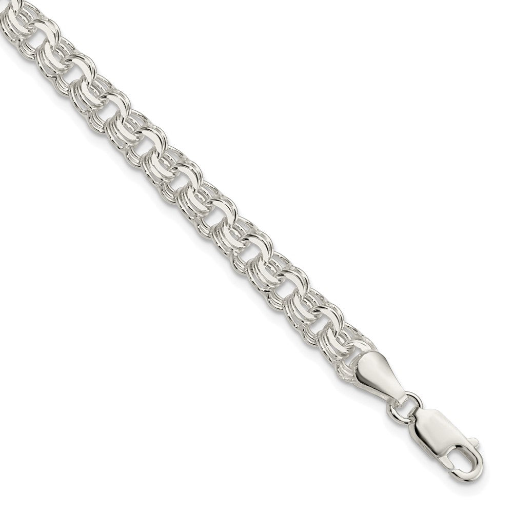 8 Zoll Sterlingsilber Poliert 6mm Dreifach Glieder Charm Armband