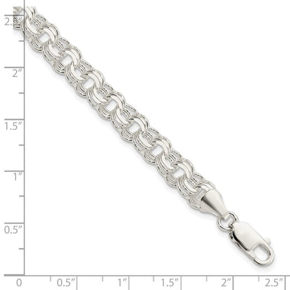 8 Zoll Sterlingsilber Poliert 7mm Dreifach Glieder Charm Armband