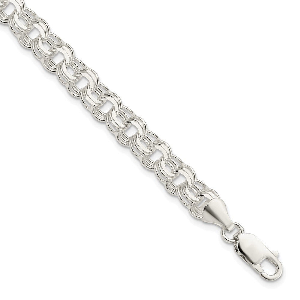 8 Zoll Sterlingsilber Poliert 7mm Dreifach Glieder Charm Armband