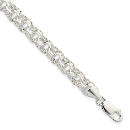 8 Zoll Sterlingsilber Poliert 7mm Dreifach Glieder Charm Armband