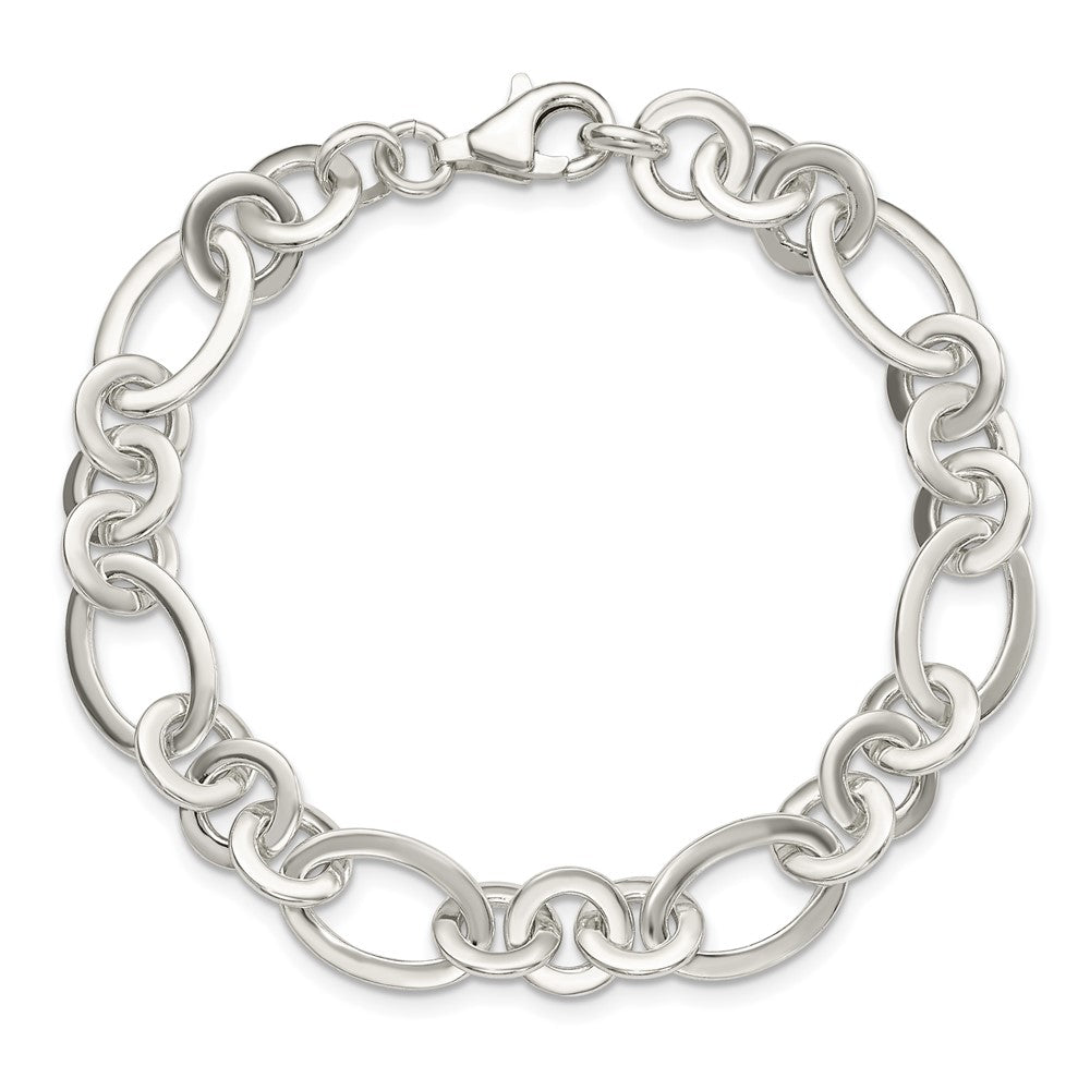 7.5 Zoll Sterlingsilber Fantasie Oval und Rund Glieder Armband