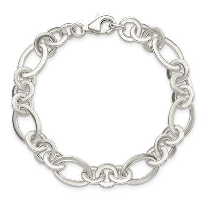 7.5 Zoll Sterlingsilber Fantasie Oval und Rund Glieder Armband