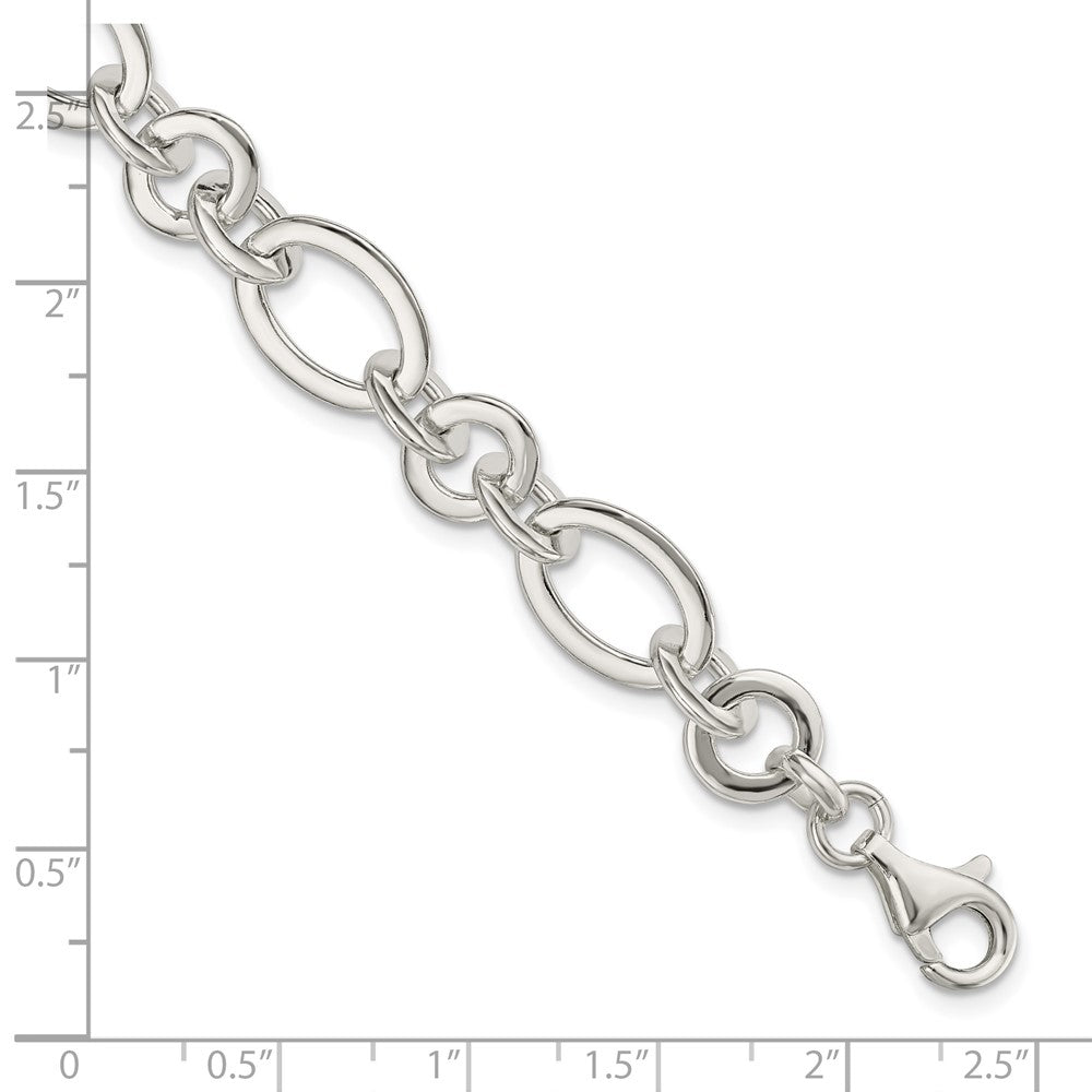 7.5 Zoll Sterlingsilber Fantasie Oval und Rund Glieder Armband