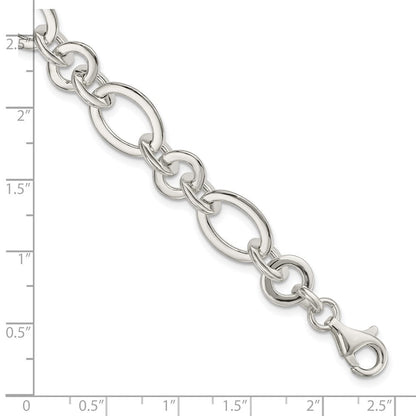 7.5 Zoll Sterlingsilber Fantasie Oval und Rund Glieder Armband