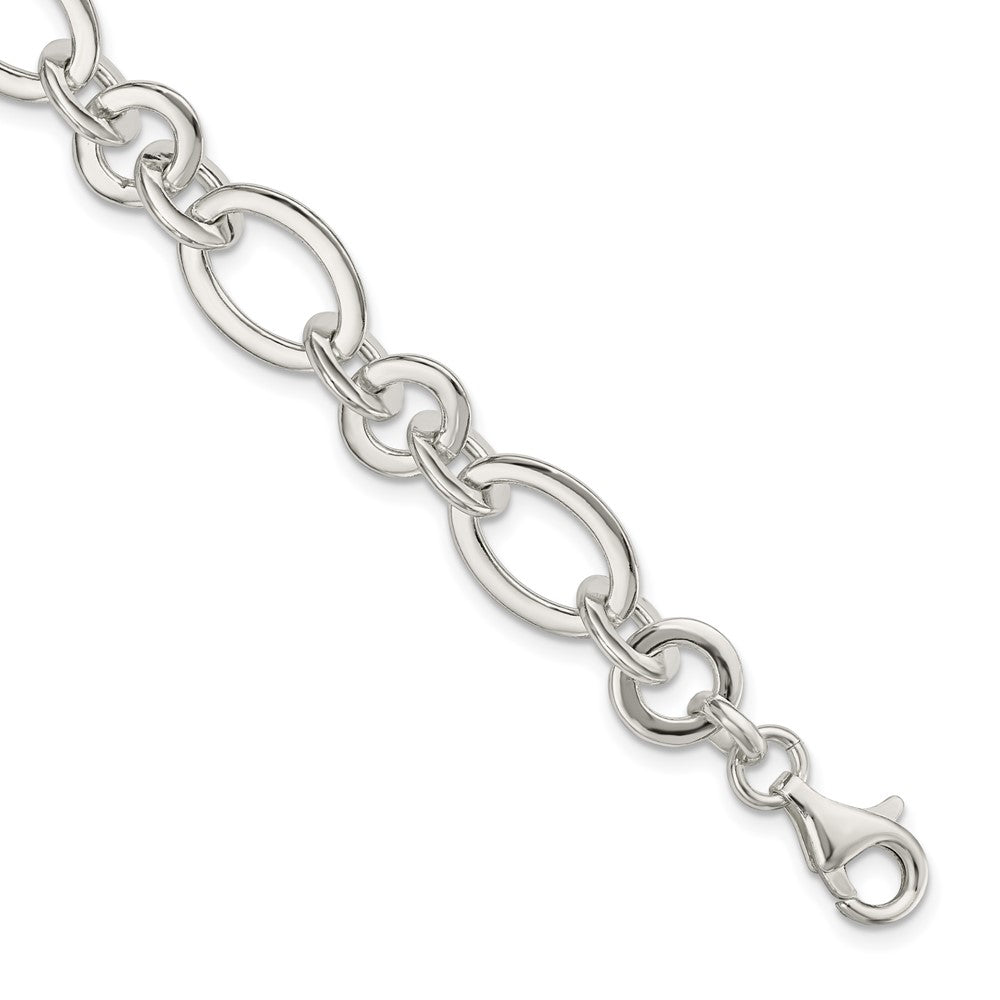7.5 Zoll Sterlingsilber Fantasie Oval und Rund Glieder Armband