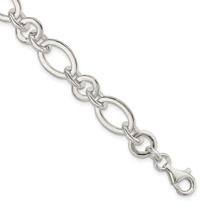 7.5 Zoll Sterlingsilber Fantasie Oval und Rund Glieder Armband