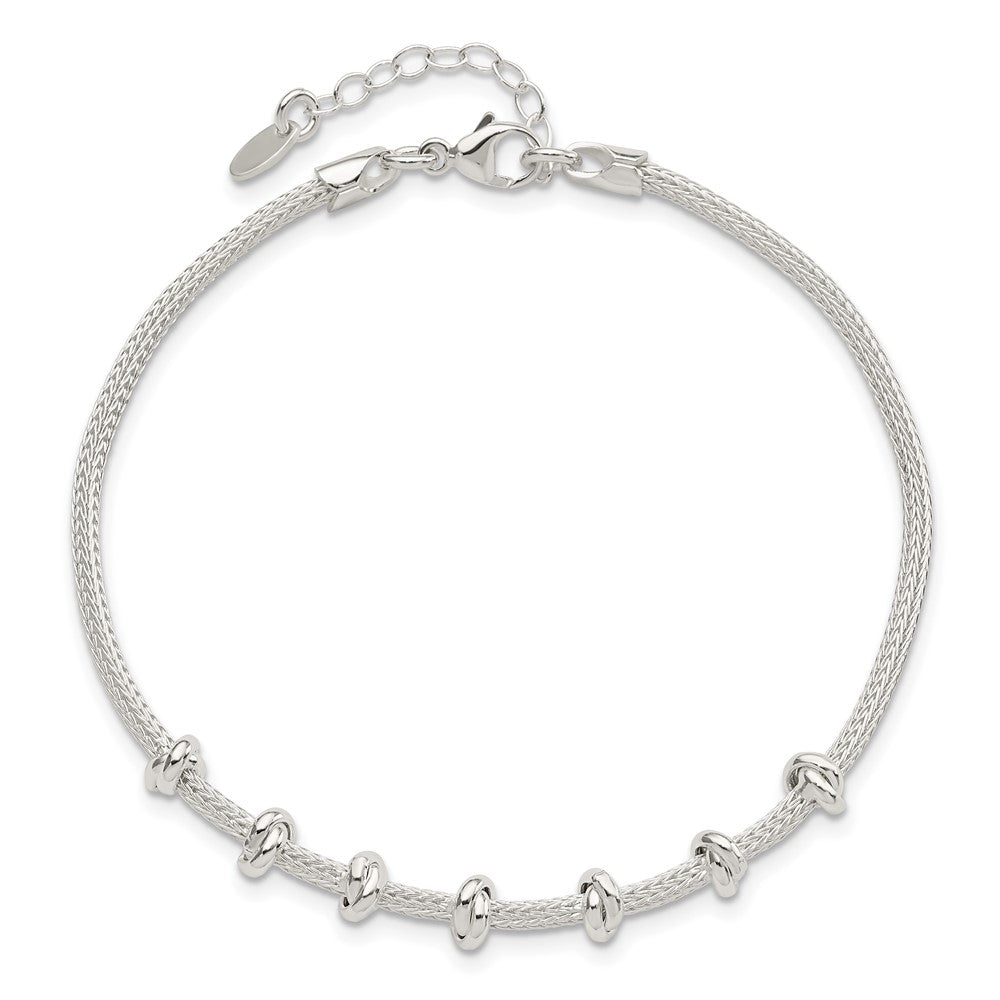 8.25 Zoll Sterlingsilber Poliert Gekugelt mit 1 Zoll Verlängerung Armband