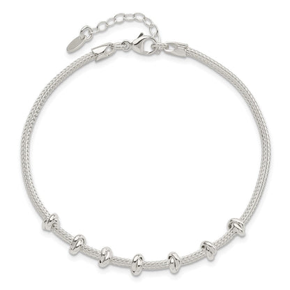 8.25 Zoll Sterlingsilber Poliert Gekugelt mit 1 Zoll Verlängerung Armband