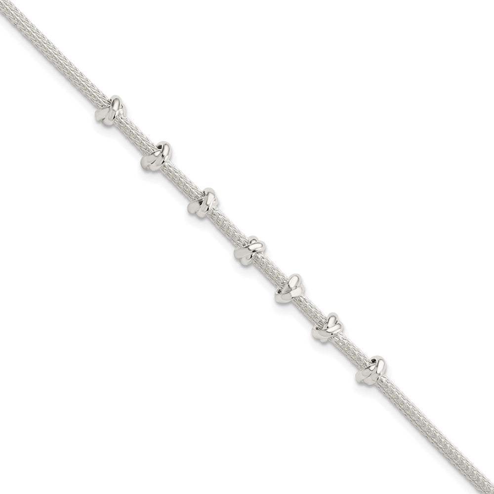 8.25 Zoll Sterlingsilber Poliert Gekugelt mit 1 Zoll Verlängerung Armband
