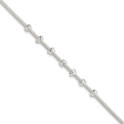 8.25 Zoll Sterlingsilber Poliert Gekugelt mit 1 Zoll Verlängerung Armband